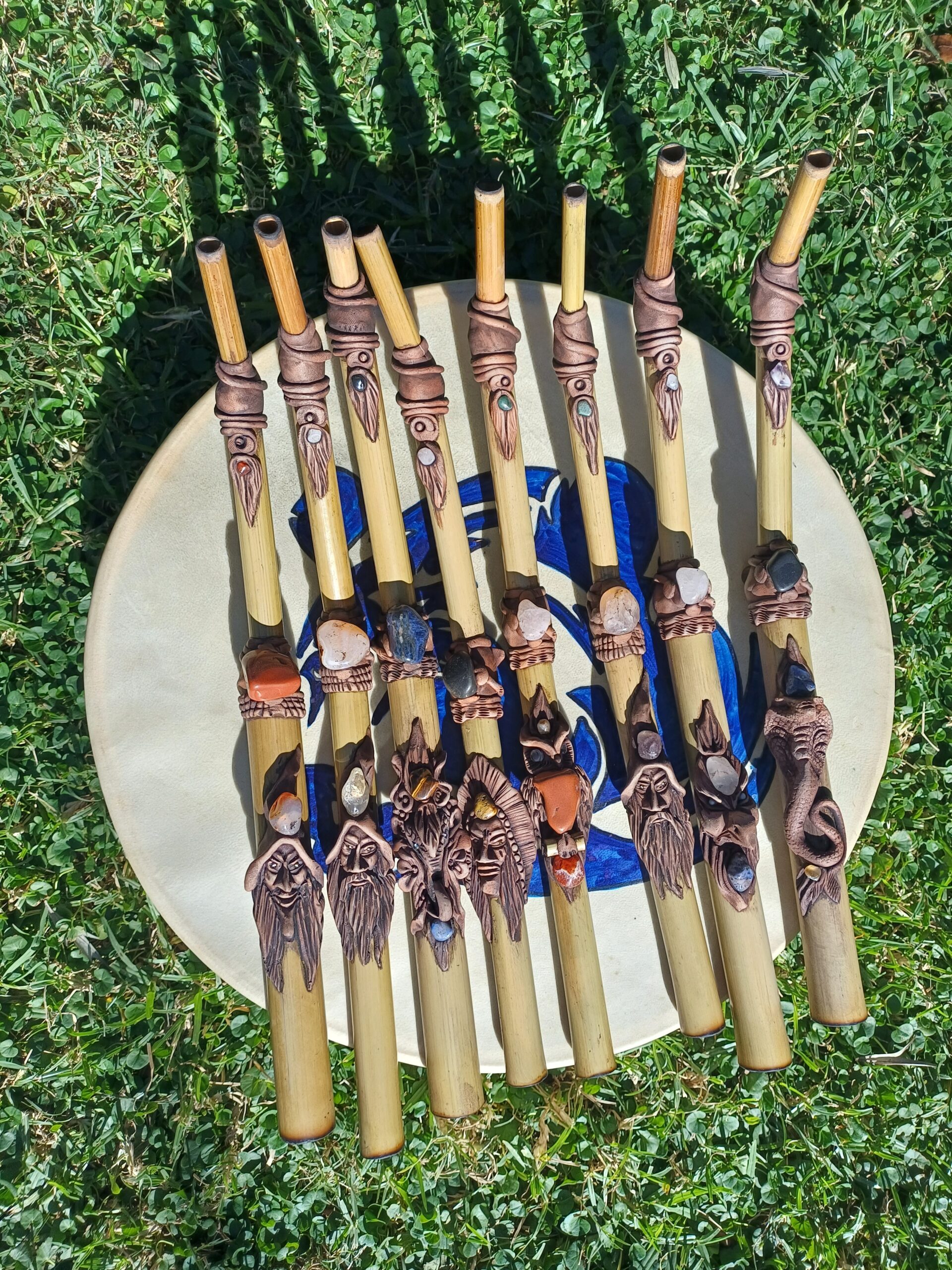 Large Tepi made from Bamboo with clay faces - Image 3