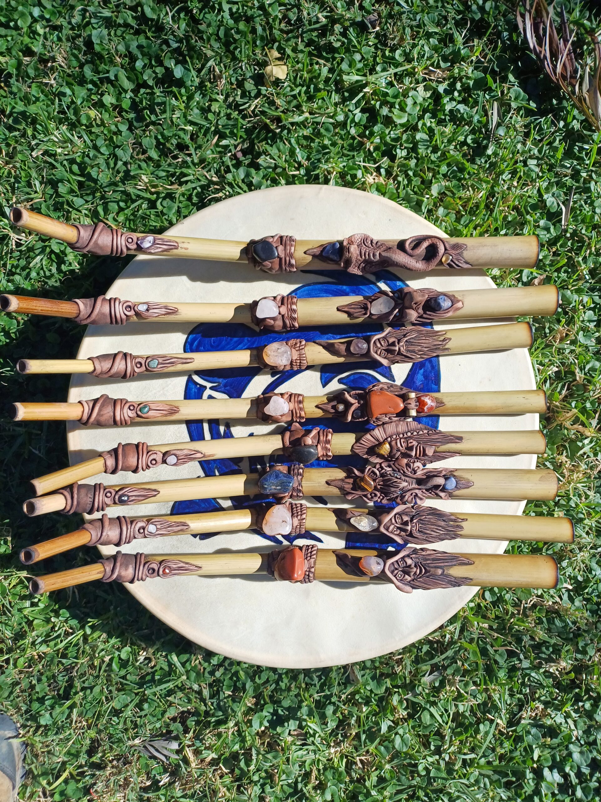 Large Tepi made from Bamboo with clay faces