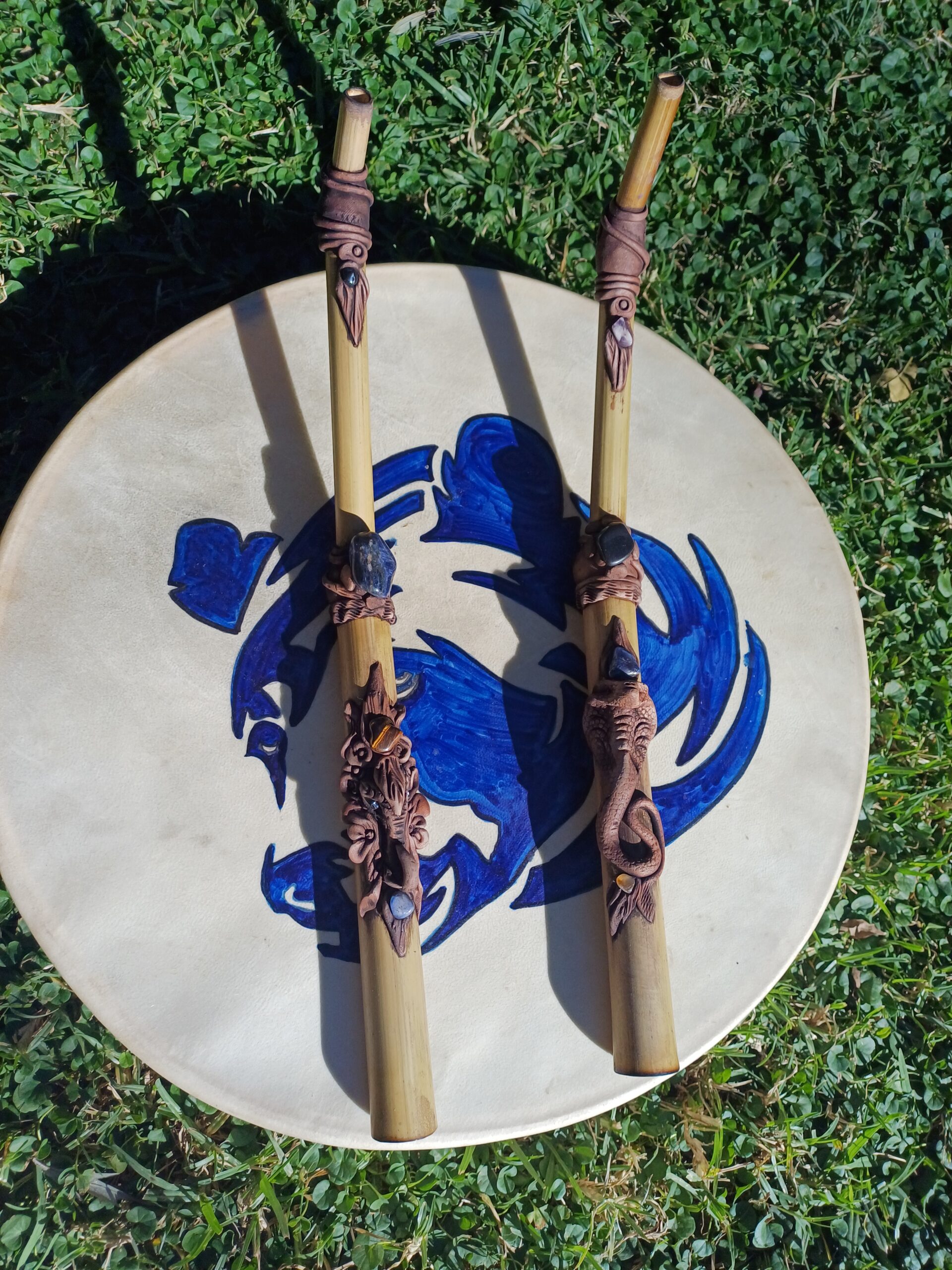 Large Tepi made from Bamboo with clay faces - Image 4