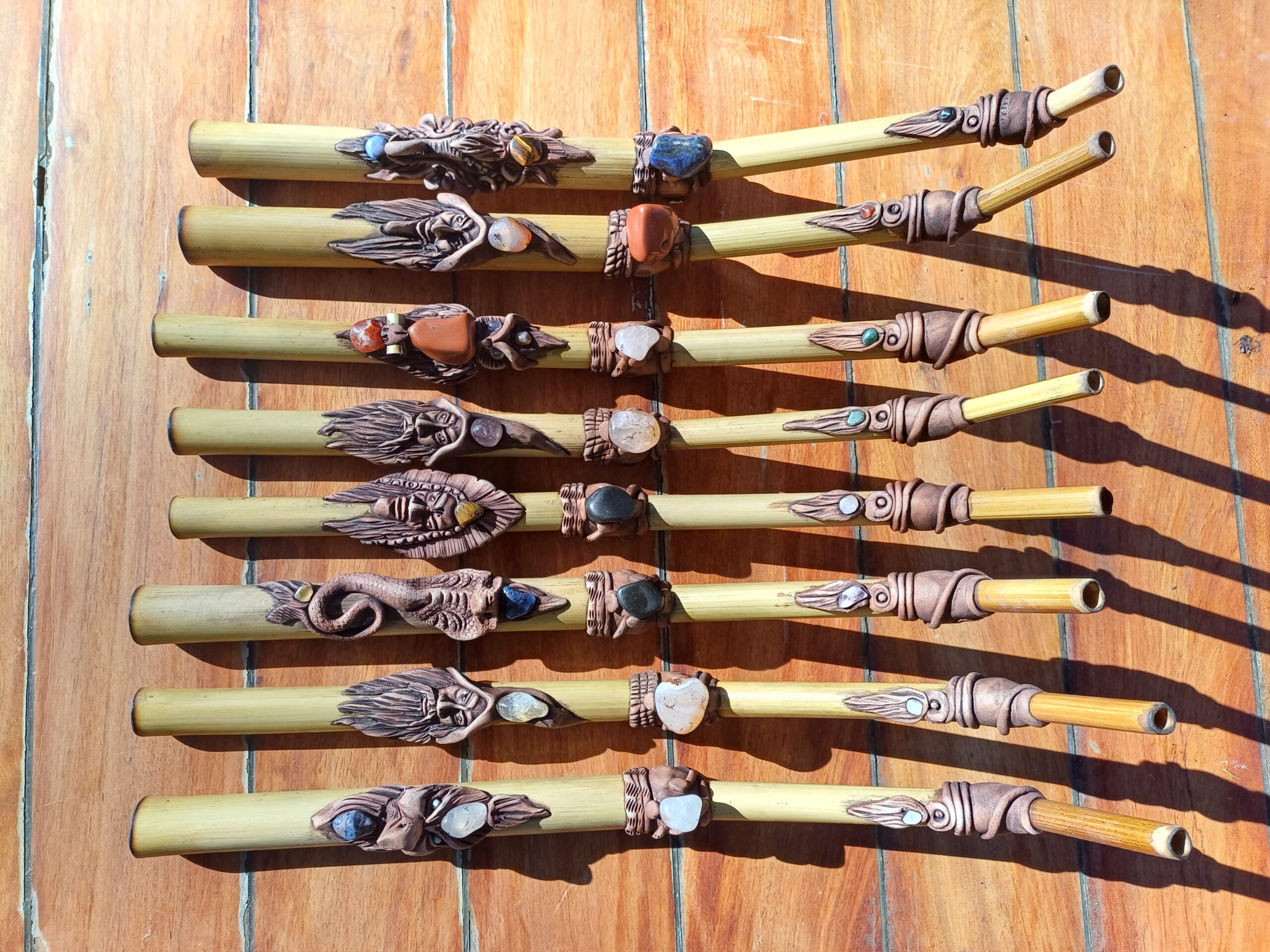 Large Tepi made from Bamboo with clay faces - Image 6